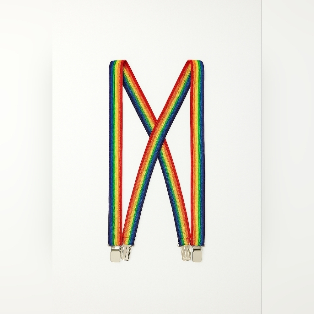 Rainbow Suspenders X Back Adjustable Clip On Pride Festival Unisex